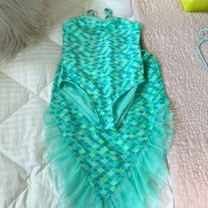 Little girls one piece swimsuit with mermaid skirt